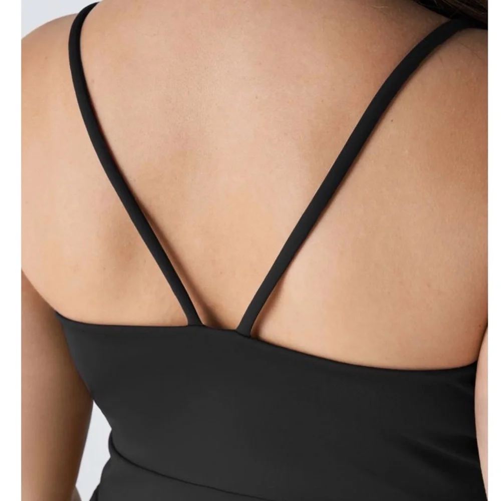 Halara Plus Size Black Wide-Leg Sleeveless Jumpsuit 1X V-Neck Strappy Pockets - Picture 4 of 10